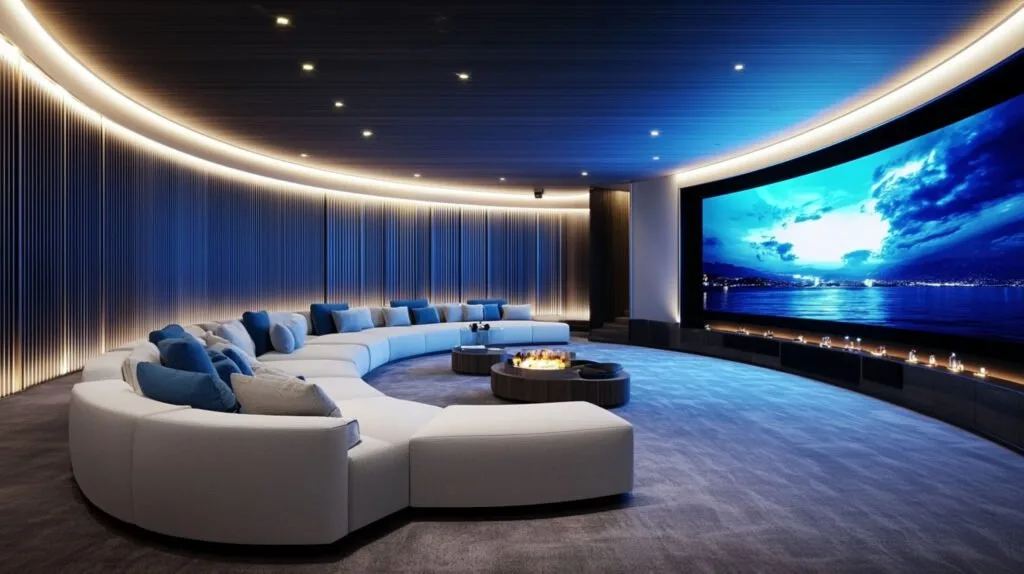 Barco projector delivering cinema-grade 4K projection in a home theater