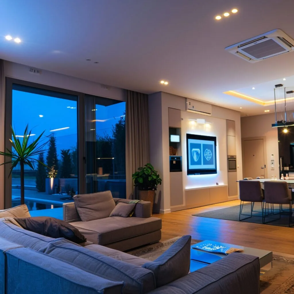 Wall-mounted Lutron lighting keypad in a luxury home