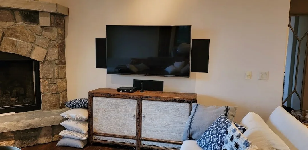 Custom home theater room set up for a screening